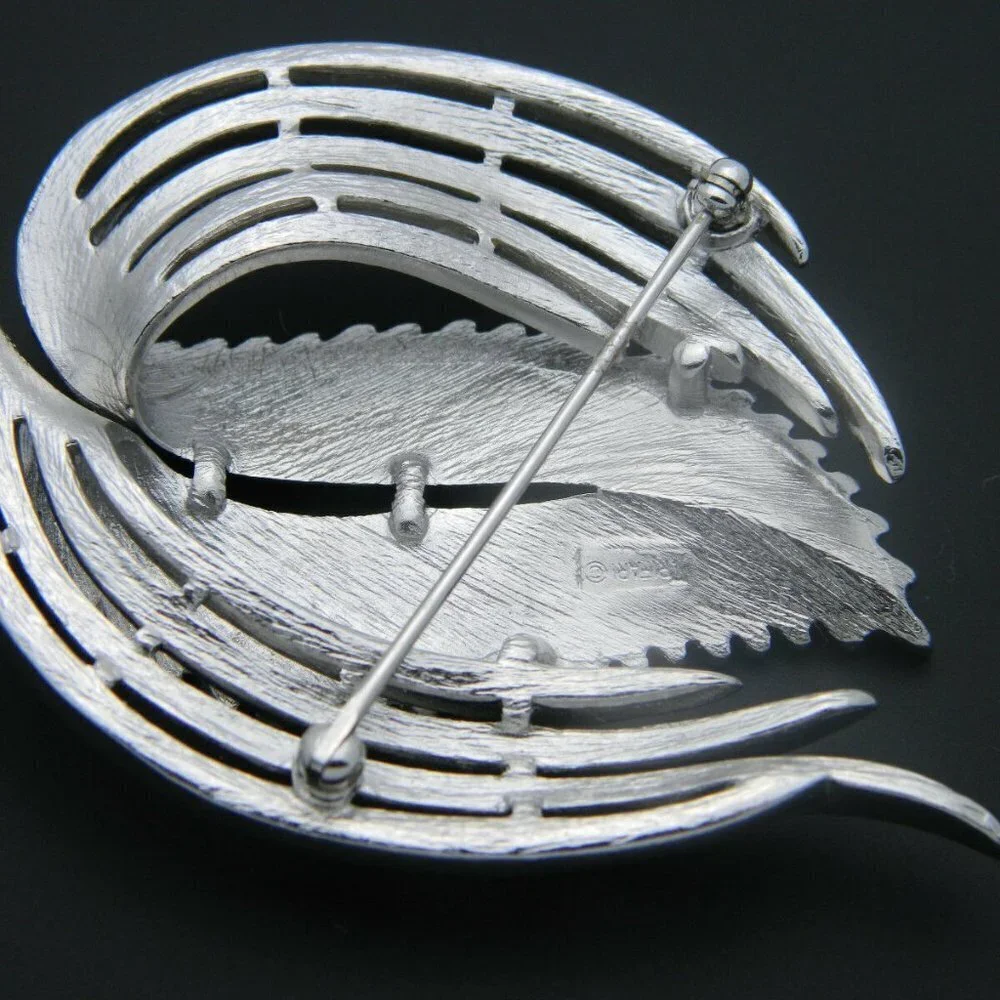 Crown TRIFARI Abstract Silver Tone Feather Pin